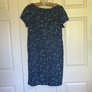 Chic Navy Summer Patterned Midi Dress